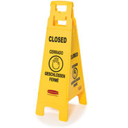 6114-78 Floor Sign with Multi-Lingual Closed Imprint, 4-Sided 